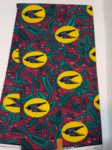 African Print Sewing Fabric Ankara textile 100% Cotton Cloth 6 yards - Picture 1 of 2