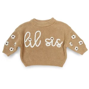 Little Sister Sweater Lil Sis Knit Sweater for Baby Girl Big Sister Little Si... - Picture 1 of 6
