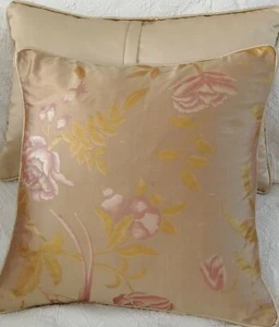 16” CHINA ROSE Gold cushion cover laura  Ashley Silk Fabric (piped) - Picture 1 of 3