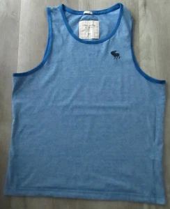VTG ABERCROMBIE & FITCH BLUE TANK TOP MUSCLE T SHIRT EMBROIDERED MENS SIZE XXL - Picture 1 of 4
