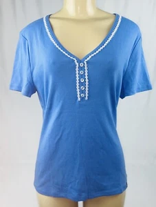*NEW* Tommy Hilfiger Women’s Light Blue Lace Top With Front Half Buttons Size L - Picture 1 of 5