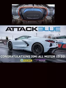 2020-2025 C8 Corvette Attack Blue Dry Nanofiber Performance Filter - Lavenza - Picture 1 of 10
