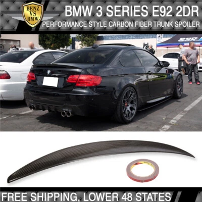 USA Stock 07-13 BMW 3 Series E92 2Dr P Style Carbon Fiber CF Trunk Spoiler - Imagem 1 de 4