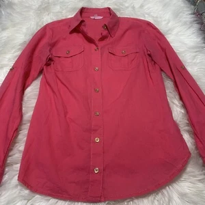 Lilly Pulitzer Womens Pink Cotton Long Sleeve Top Button Up Classic Size 0 - Picture 1 of 7