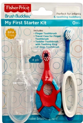 Fisher-Price Brush Buddies Starter Toothbrush Kit 0M+ ,BPA Free, Baby to Toddler - Image 1 of 2