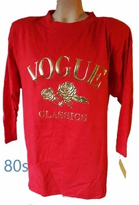 1980s VOGUE red shoulder pad tee GOLD magazine madonna vintage valley girl ugly - Picture 1 of 8