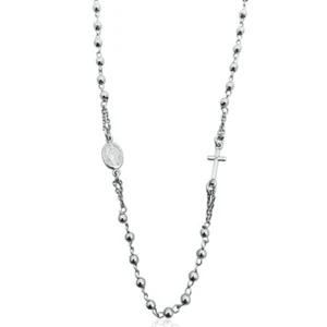 Collana rosario a giro totale in argento 925 rodiato con pallina liscia da 3 mm - Foto 1 di 2