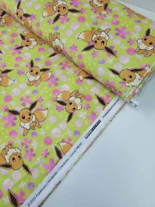 Green/Pink Pokémon Novelty Character Garden Flowers Cotton - Robert Kaufman