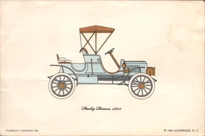 1908 STANLEY STEAMER stampa d'arte automobilistica d'epoca di CLARENCE P. HORNUNG (1950) - Foto 1 di 1