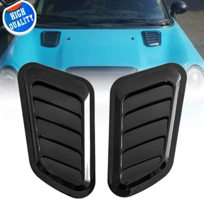 2X Gloss Black Car Cooling Bonnet Louver Hood Air Flow Intake Vent Scoop Cover - Image 1 of 4