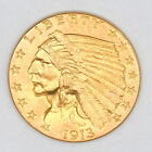 1913 $2.50 INDIAN HEAD QUARTER EAGLE 90% GOLD UNITED STATES MINT COIN VF-XF