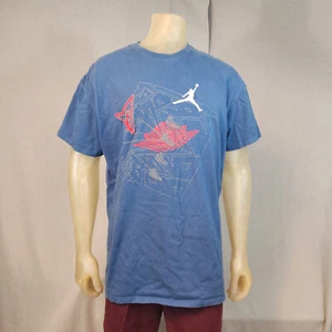 Air Jordan Blue #23 Abstract Crew Short Slv Graphic T Shirt Top XL XLARGE USED - Picture 1 of 7