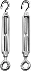 2PCS M8 Hook & Eye Turnbuckle Wire Rope Tension 304 Stainless Steel Hook and Eye - Picture 1 of 7