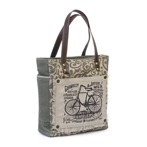 Upcycled Canvas Sel De Mer Shoulder Tote – Women’s Shopper Bag with Real Leather - Picture 1 of 12