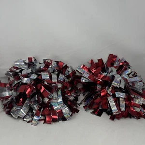 Lot 2 Chasse Custom 1-Color Metallic Holographic Mix Pom Maroon & Silver 6" - Picture 1 of 5