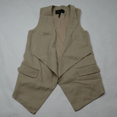 BCBGeneration Size S Beige Open Tailored Adrian Asymmetric Vest - Image 1 of 4