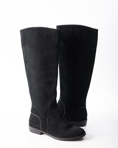 Stivali equitazione UGG® donna Gracen scamosciati tacco a blocco neri taglia 6 altezza ginocchio 1017344