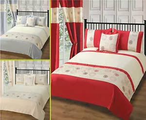 Luxury Duvet Cover Bedding Set Single Double King Cream Red Silver Embellished - Picture 1 of 1