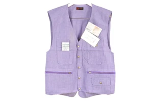 Japanese Workwear Multi Pocket Vest 100% Cotton Purple Casual Outdoor Tobi Japan - Picture 1 of 11