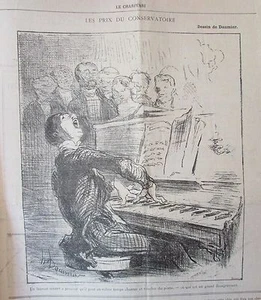 SATIRIQUE PAMPHLET POLITIQUE LE CHARIVARI de 1899  DESSIN DE DAUMIER PIANISTE  - Imagen 1 de 2