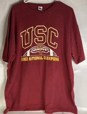 Mens Russel Athletics USC Trojans Football 2003 National Champions Red XLT-Shirt Cover