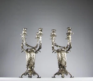 Christofle, Paire de Candélabres Rocaille, France 19e - Imagen 1 de 8