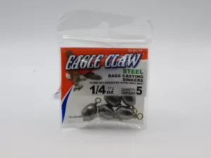3 Packages of Eagle Claw 1/8 Oz Steel Bass Casting Sinkers, 15 total weights - Picture 1 of 3