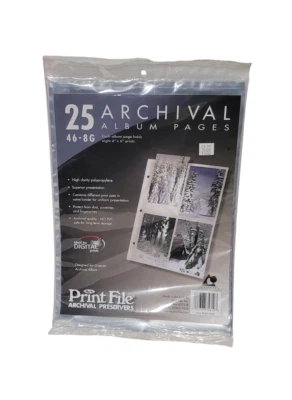 Print File 46-8G 4" x  6" Photo Archival Preservers 25 Pages 3 Ring Binders T4 - Image 1 of 2