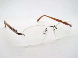 LINDBERG 2215 col. K84/PU12 Brown w/ Black/Orange Titanium Rimless Eyeglasses - Picture 1 of 5