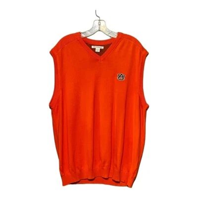 Cutter & Buck V-Neck Auburn University Knit Vest Orange Sleeveless Sweater XL - Image 1 of 4