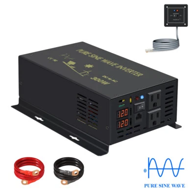 24V Pure Sine Wave Inverter 300w 500w 600w 800w 1000w Solar Power Wired Remote - Image 1 of 4