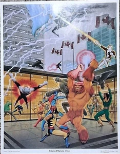 X-MEN vs. ALPHA FLIGHT Original 1983 Vntg Art Print WOLVERINE MARVEL Poster - Picture 1 of 8