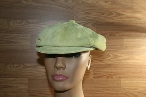 VTG SUEDE LEATHER CABBIE NEWSBOY HAT WOMEN'S CAP LIZ CLAIBORNE 1970's through 90 - Picture 1 of 12