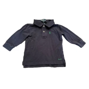 Ralph Lauren Vintage Long Sleeve Navy Blue Polo Cotton Shirt 100% Cotton Sz 18M - Picture 1 of 7
