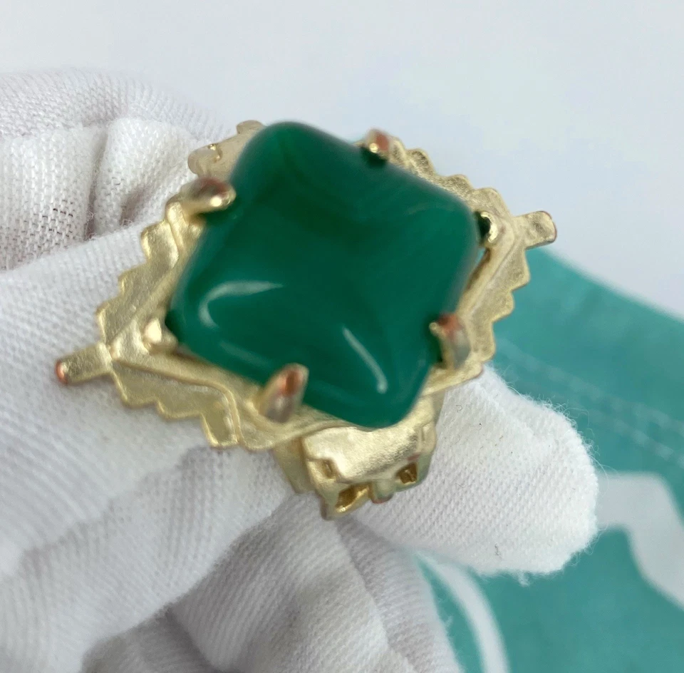Anillo de cóctel vintage Kendra Scott de oro amarillo rosa en piedra verde talla 7 Foto 1 de 4