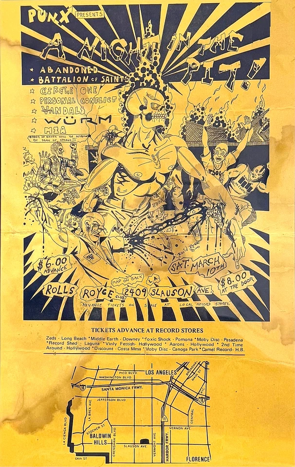 A Night in the Pit punk flyer 11x17 Batallón de Santos Círculo Uno MIA Foto 1 de 1