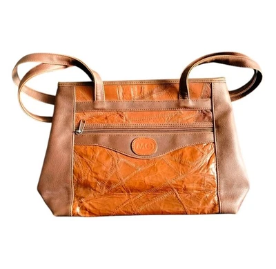 Vintage MC Marc Chantal Ledertasche Patchwork Braun 90er Boho Schultertasche - Bild 1 von 4