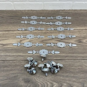 Lot Of 11 Drawer Glass Pulls Knobs With Back Plates NO Screws - Picture 1 of 12