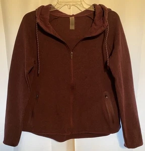 dip Hoodie Women’s S Deep Burgundy Full Zip Jacket-Zip Pockets/Hood Tie EUC - Picture 1 of 4
