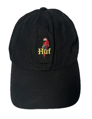 Sombrero con logotipo de loro Huf para hombre Gorra con correa ajustable Sombrero Negro 100 % algodón HUF Raro Foto 1 de 4
