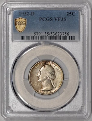 1932-D Washington Quarter 25c PCGS VF35 - Key Date! - Image 1 of 4