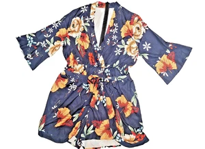 New~ Bell Sleeve Shorts Romper Outfit Jumper Tie Waist Plus Size XL Bohemian - Picture 1 of 7