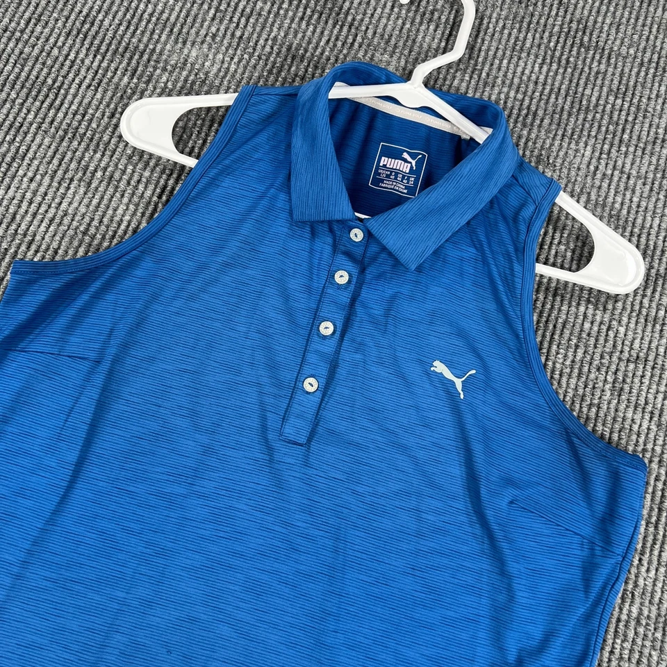Camisa Polo Puma Para Mujer Grande Azul Sin Mangas Golf Tenis Pickleball Exterior Foto 1 de 4
