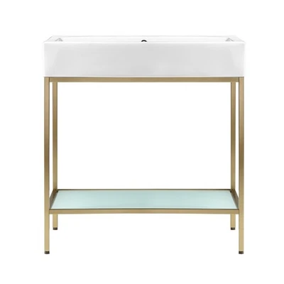 Juego de fregadero de consola Swiss Madison SM-BV72 Pierre 33-1/2"H - dorado Foto 1 de 4