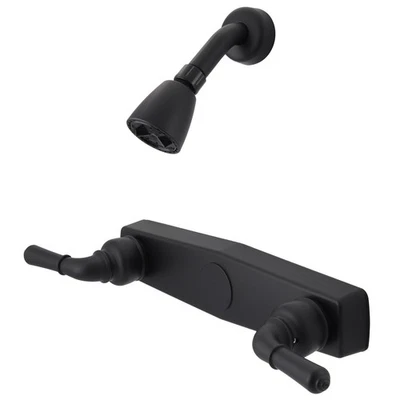 Válvula de grifo de ducha de 8" de dos manijas para casa móvil con cabezal de ducha acabado negro Foto 1 de 4