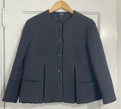 Jil Sander Navy Black-Navy Cotton A-line Jacket - Image 1 of 4