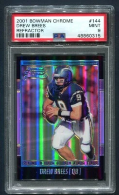 2001 Bowman Chrome Drew Brees Refractor RC 925/1999 PSA 9 MINT - Image 1 of 2