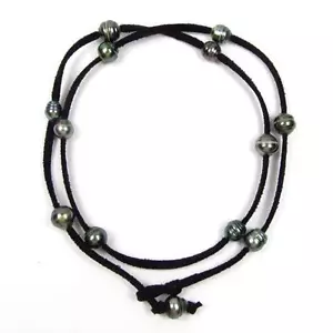 32" Baroque Tahitian Pearl Black Cord As Bracelet, Anklet or Necklace - Picture 1 of 4