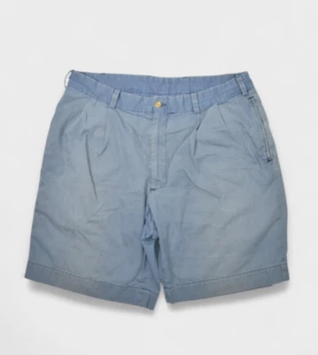 Bills Khakis Shorts Mens 36 Blue Faded Pleated Cotton Chino 9" Made in USA - Image 1 of 4