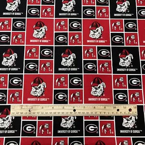 3 1/4 Yards x 43"W University of Georgia Bulldogs UGA Cotton Fabric College NCAA - Picture 1 of 4